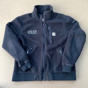 Carhartt Sherpa Fleece Jacket Kids M 8/10 Black Workwear Full Zip 103913-BLK